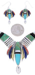 Multicolor Sterling Silver Link Necklace Earrings Set GS75570